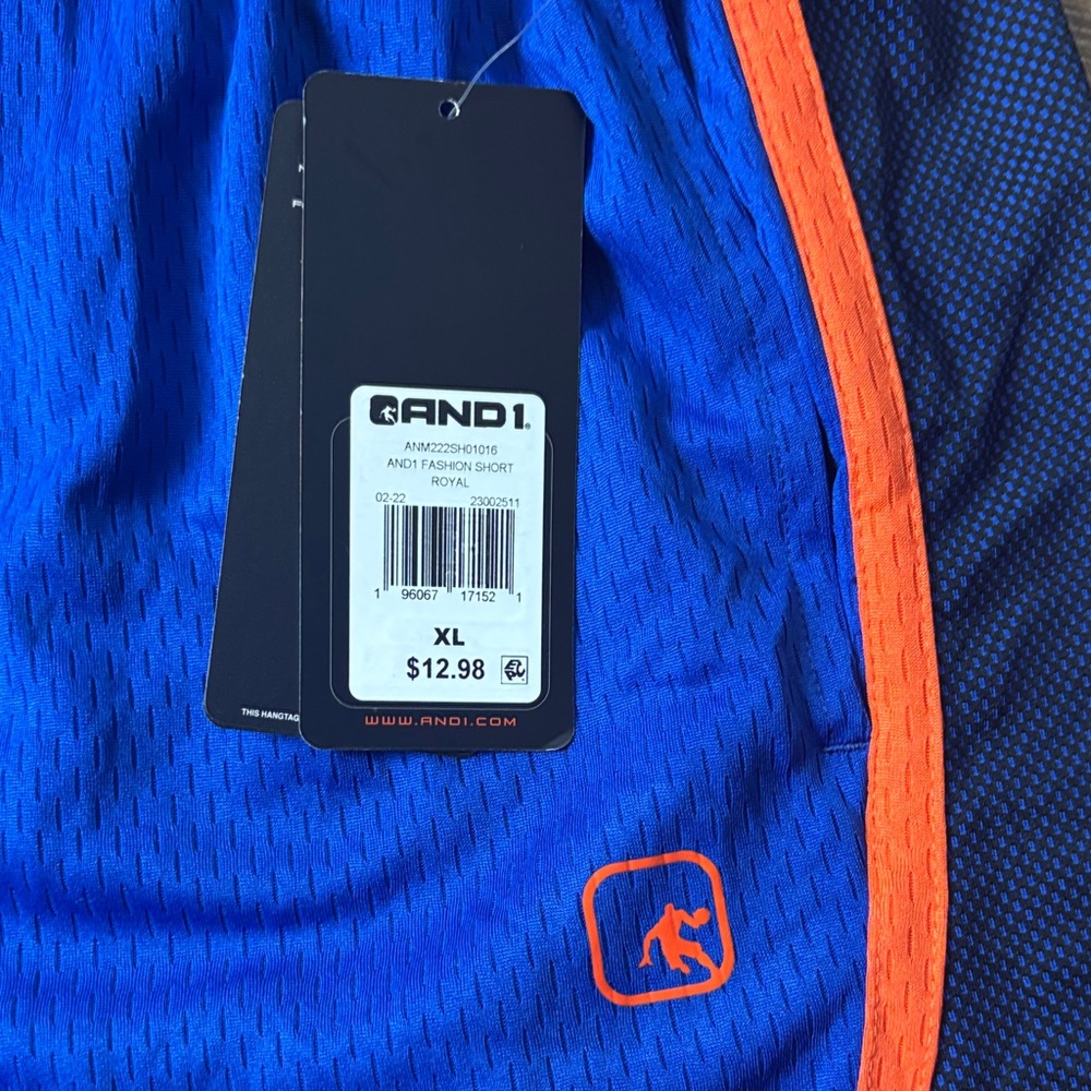 AND1 Blue and Orange Athletic Shorts - Picture 2 of 4